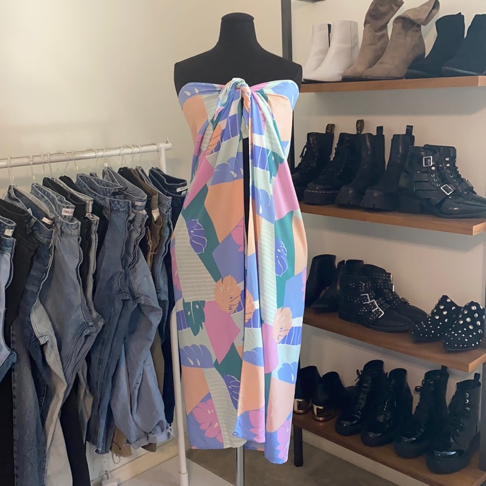 NWT Forever 21 Swim Coverup Pastel Tropical Print